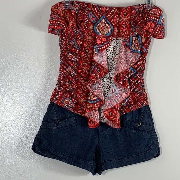 Rewind Denim Romper size XS strapless - Picture 2 of 8